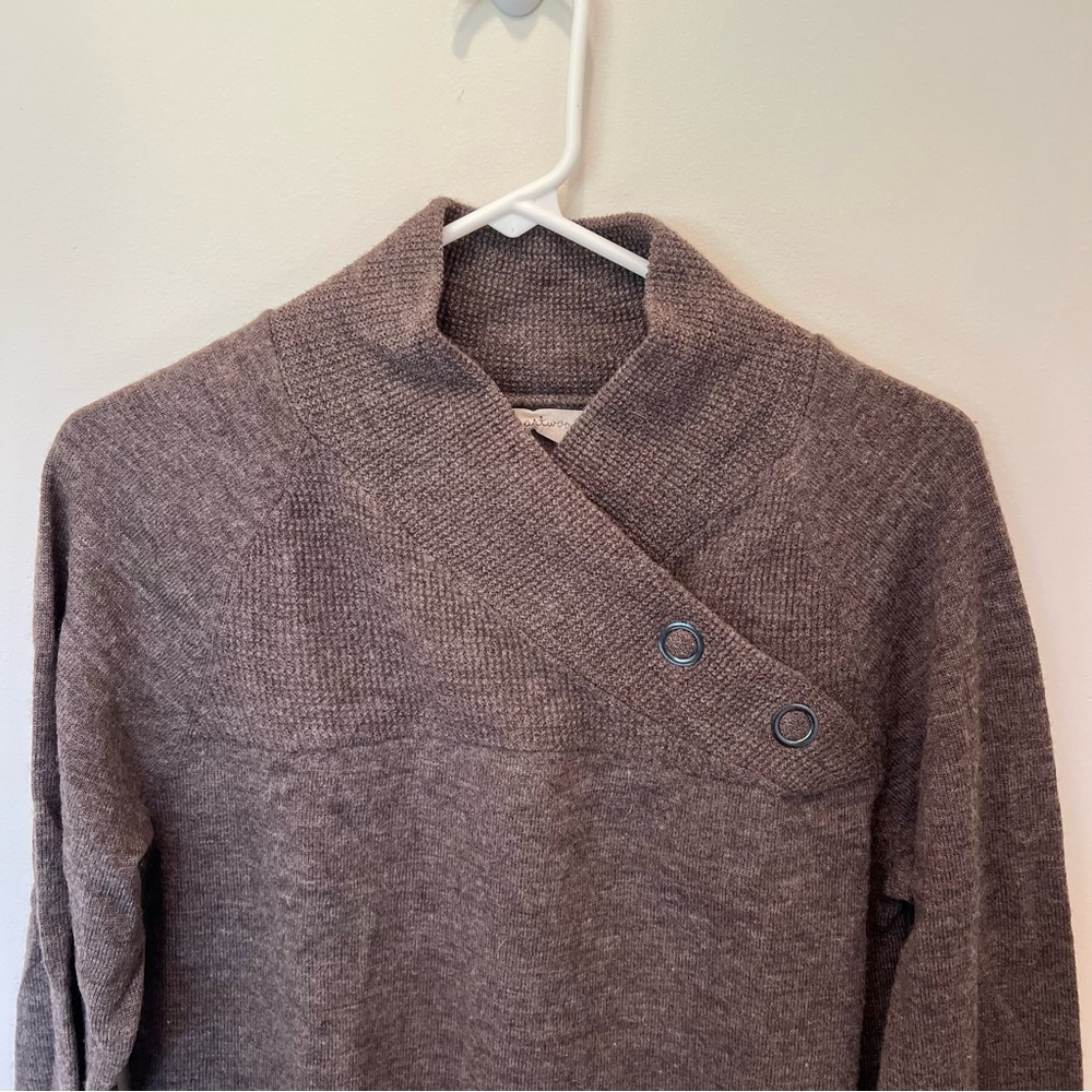 Women's Brown Cowl Neck Smartwool Sweater large 100% merino wool